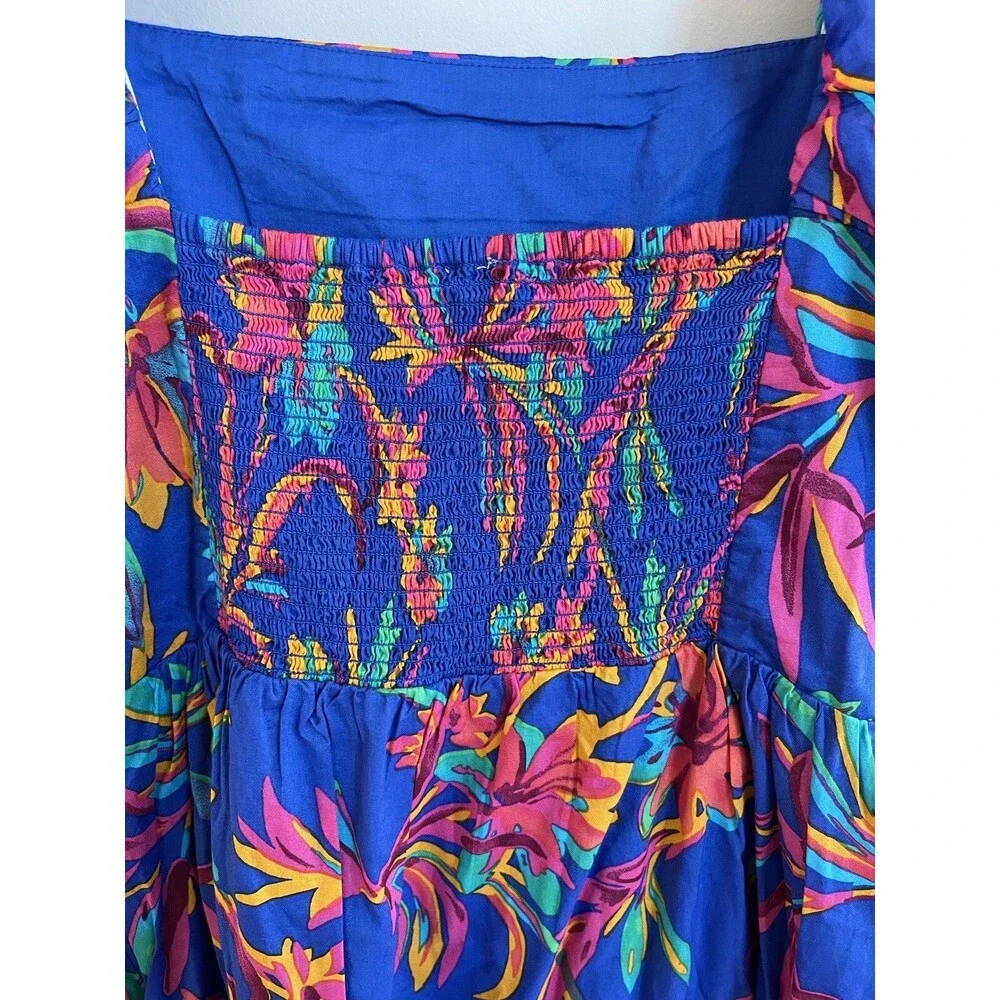 J Crew Women Midi Dress Blue Floral Cotton Preppy Boho Vacay Resort Size 4 NWT